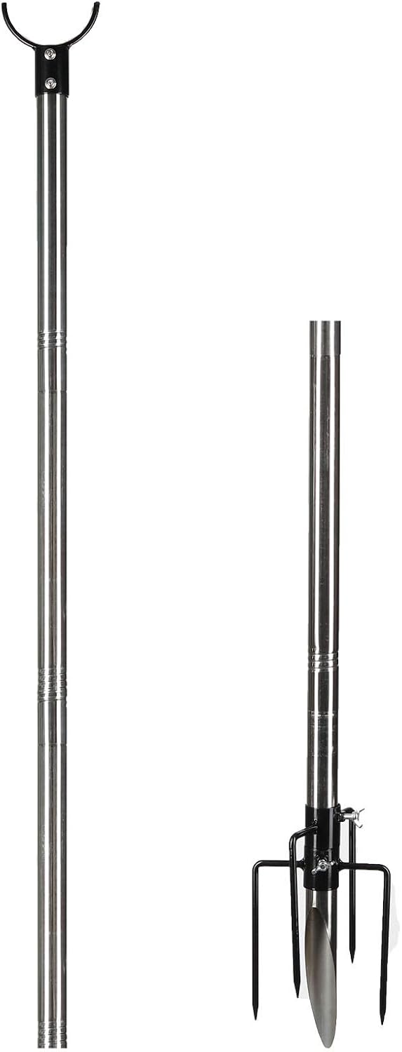 MIYA Light Pole - Outdoor 9FT Light Pole for String Lights - Outside Stainless Steel String Lights Pole for Yard Garden - String Lights Pole Stand for Night Wedding and Party