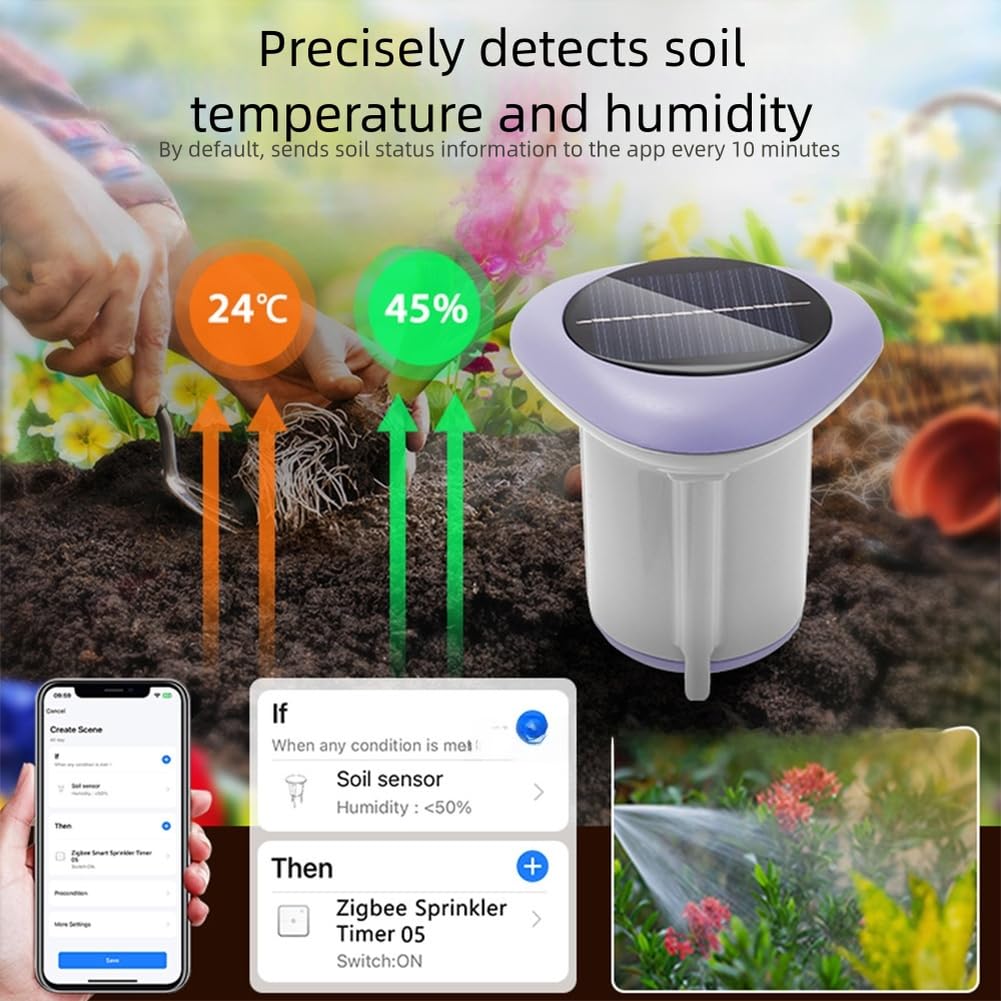 Sensore di suolo ad energia solare per Zigbee per Tuya App Outdoor