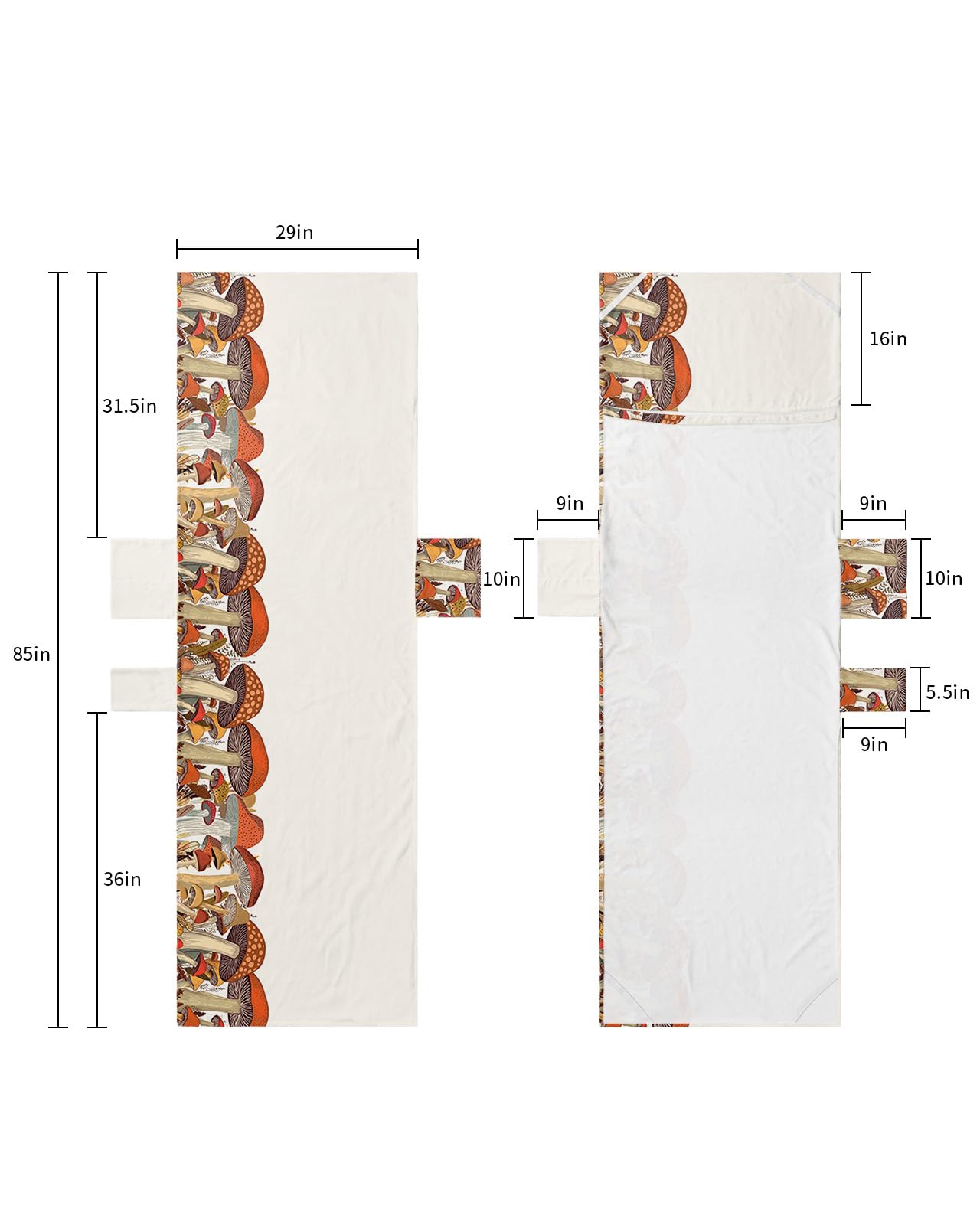Wild Mushroom, Beach Lounge Chair Towel Cover, Soft Chaise Lounge Towel with Side Pockets Patio Pool Chairs Cover for Beach/Pool Sunbathing 29x85 Forest Cartoon Rustic Fall Leaves Wonder-land