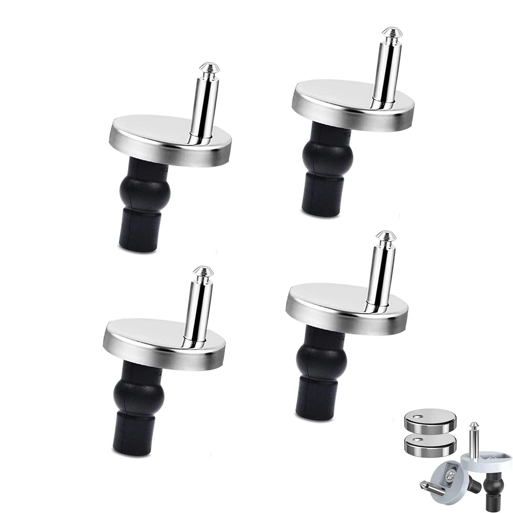 4 Pack Toilet Seat Hinges Fixings with Screws and Expanding Nuts