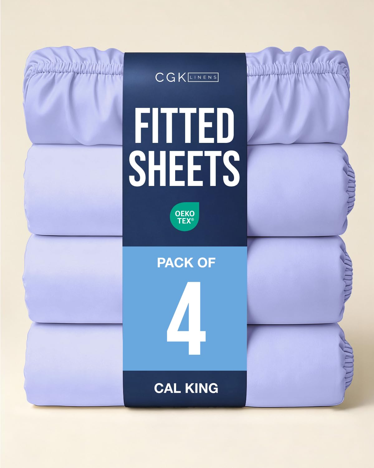 Cal King Fitted Sheet - Pack of 4 Single Fitted Bottom Sheet - Lavender