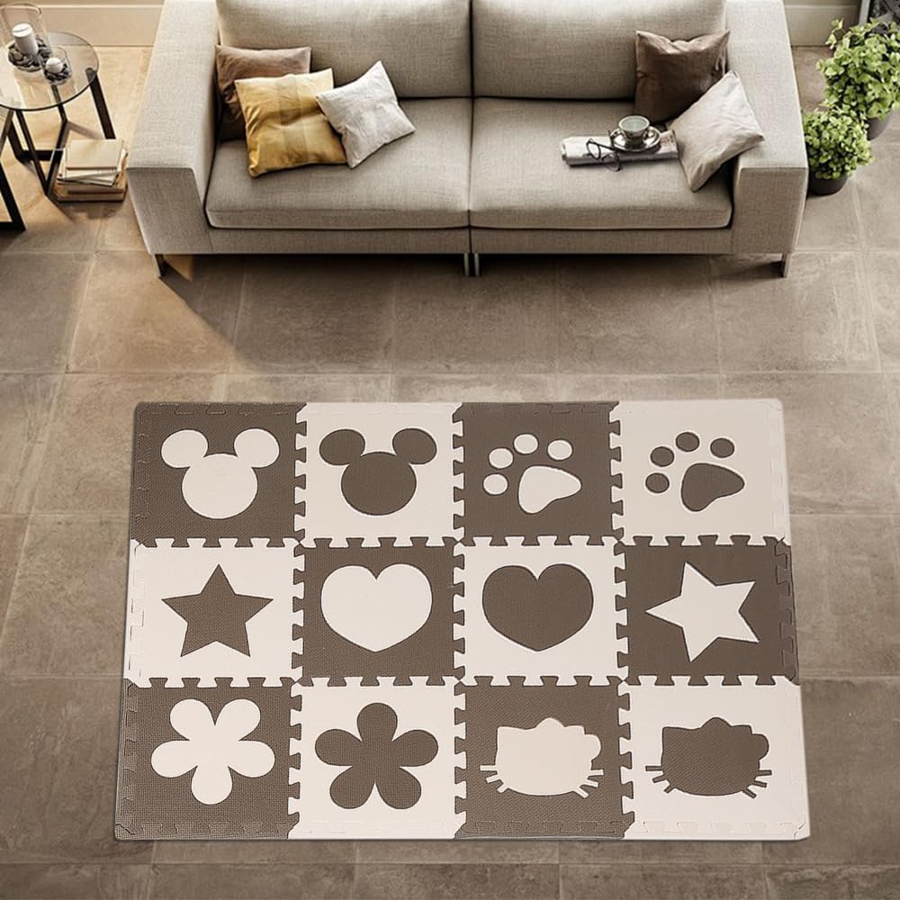 Tapis de Protection Fitness Puzzle -Tapis de Sol, Épais 12mm, Antidérapant, Mousse EVA, Matelas pour Salle de Sport, Exercice, Garage, Gym, Piscine