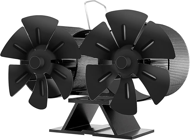 Stove Fan Log Burner Fan Upgrade 12 Blades Heat Powered Eco Fireplace Fans Silent for Home Wood Burning/Log Burner/Fireplaces