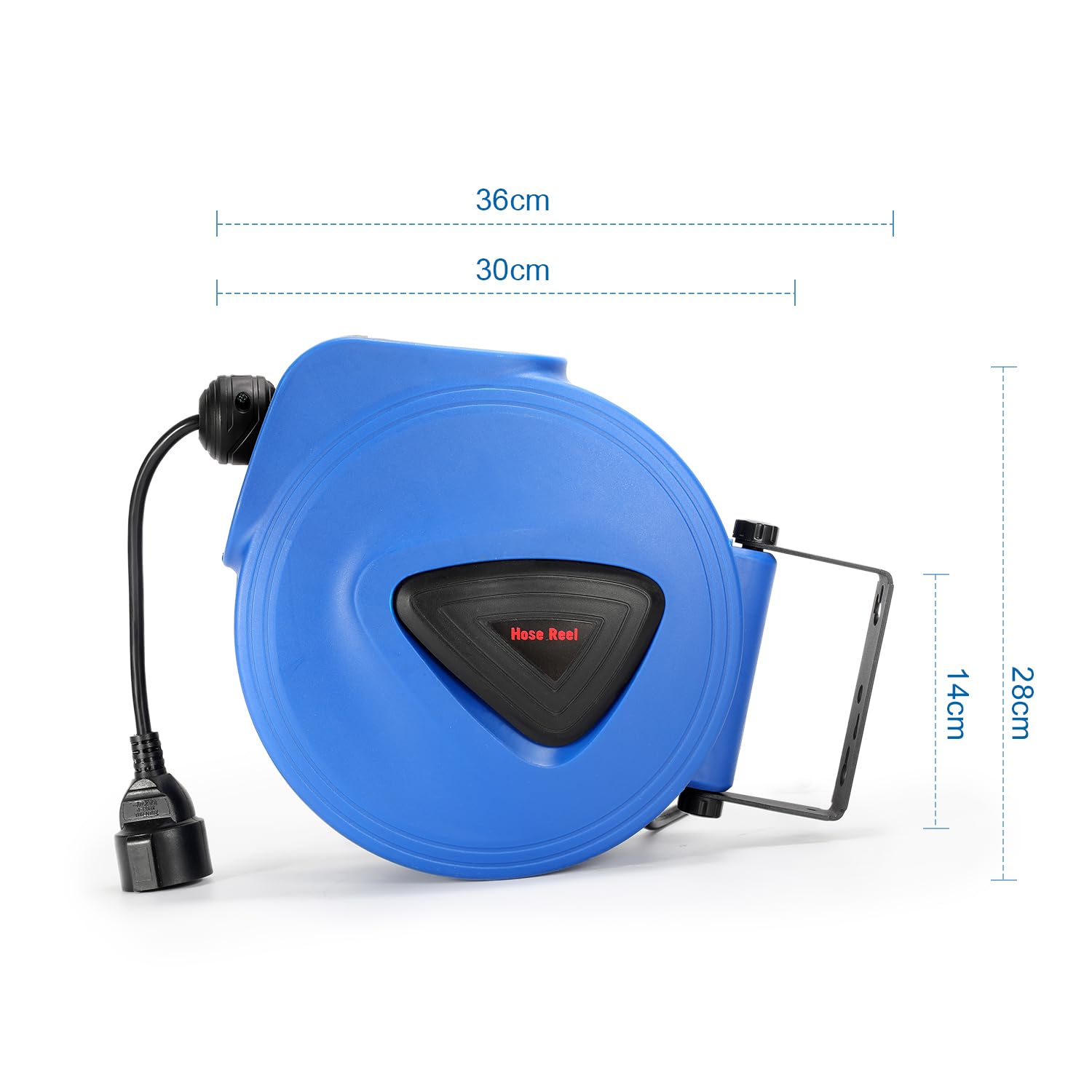 Enrollador Automático de Cable, 20 m + 1,5 m, Con Función de Parada y Soporte de Pared Giratorio 180°, Para Montaje En Pared