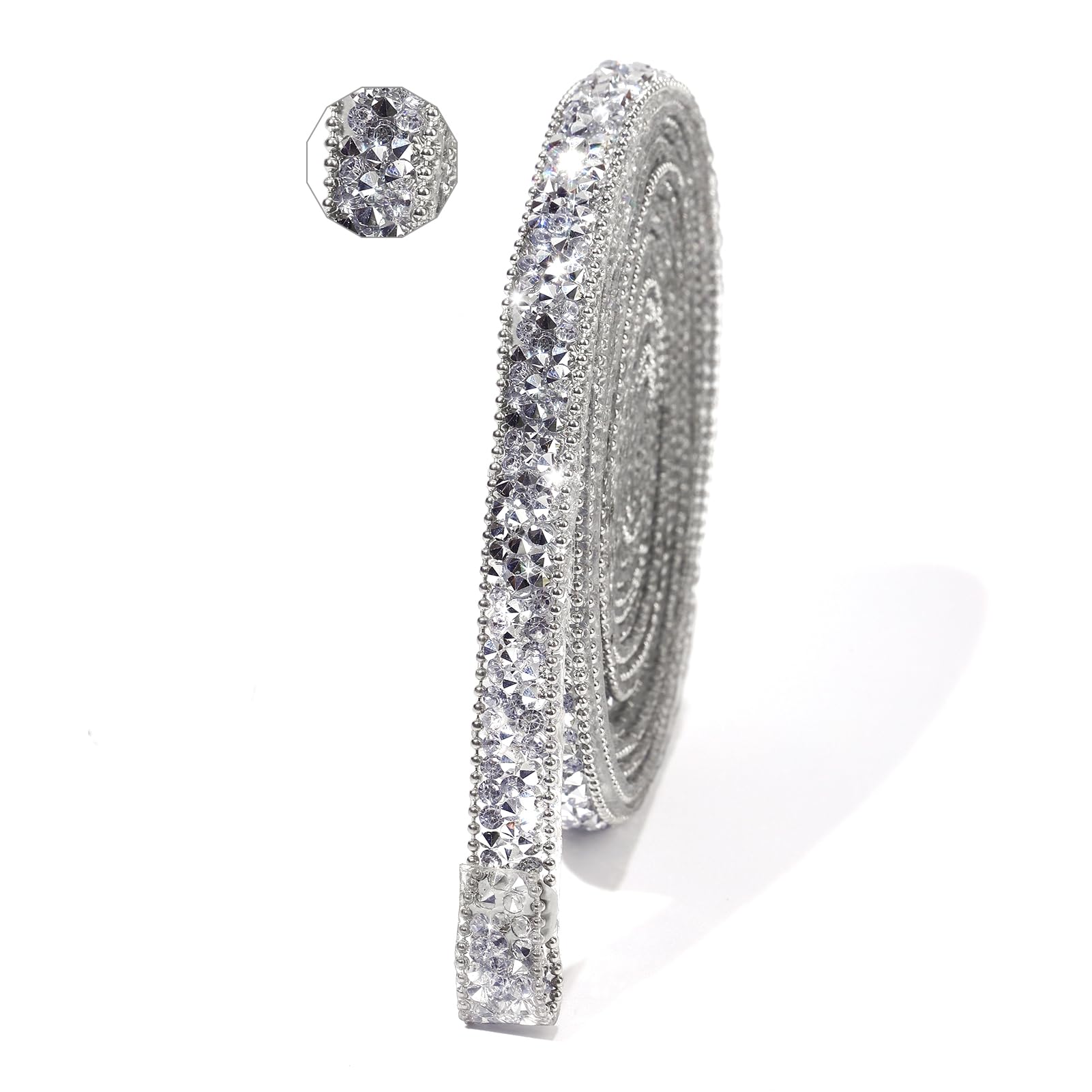 Ruban de strass autocollant argenté au fini brillant pour finition luxe