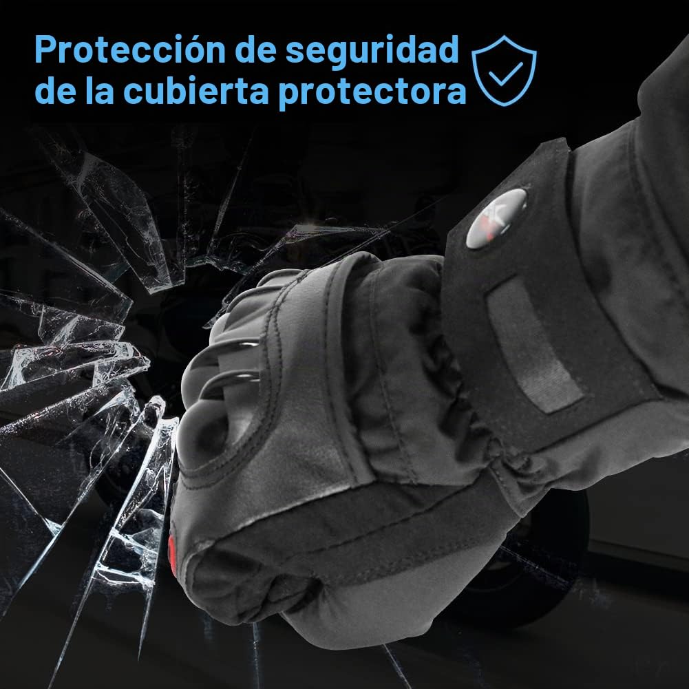 2KP CE Guantes de Moto para Hombre Mujer, Guantes de Moto para Primavera, Guantes Moto Impermeables a Prueba Viento Guantes Térmicos con Pantalla Táctil con Nudillo Duro para Motocross Racing BMX MTB