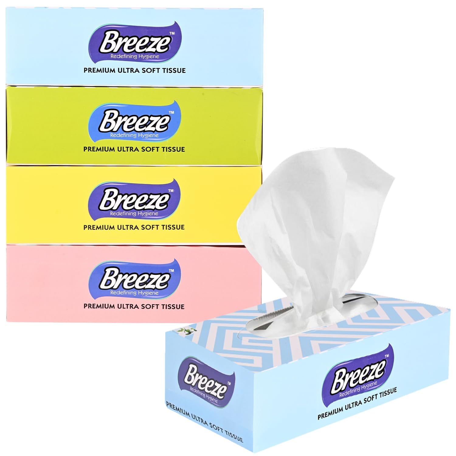 BREEZE BRE021 2 PLY Facial Tissue Soft Wipe & Disposable for Kitchen Car Office & Home Use 100 Pulls in Each Box (Pack of 4)-image-44