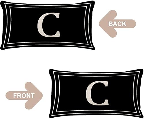 Miniatura 4 de COVOME Funda de almohada corporal con monograma de letra C con letra inicial impresa en dos lados, 12 x 20 pulgadas, protector de almohada corporal