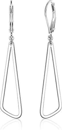 ALEXCRAFT Aretes colgantes de plata de ley 925 para mujer, chapados en oro, largos triangulares, hipoalergénicos, modernos, aretes colgantes para