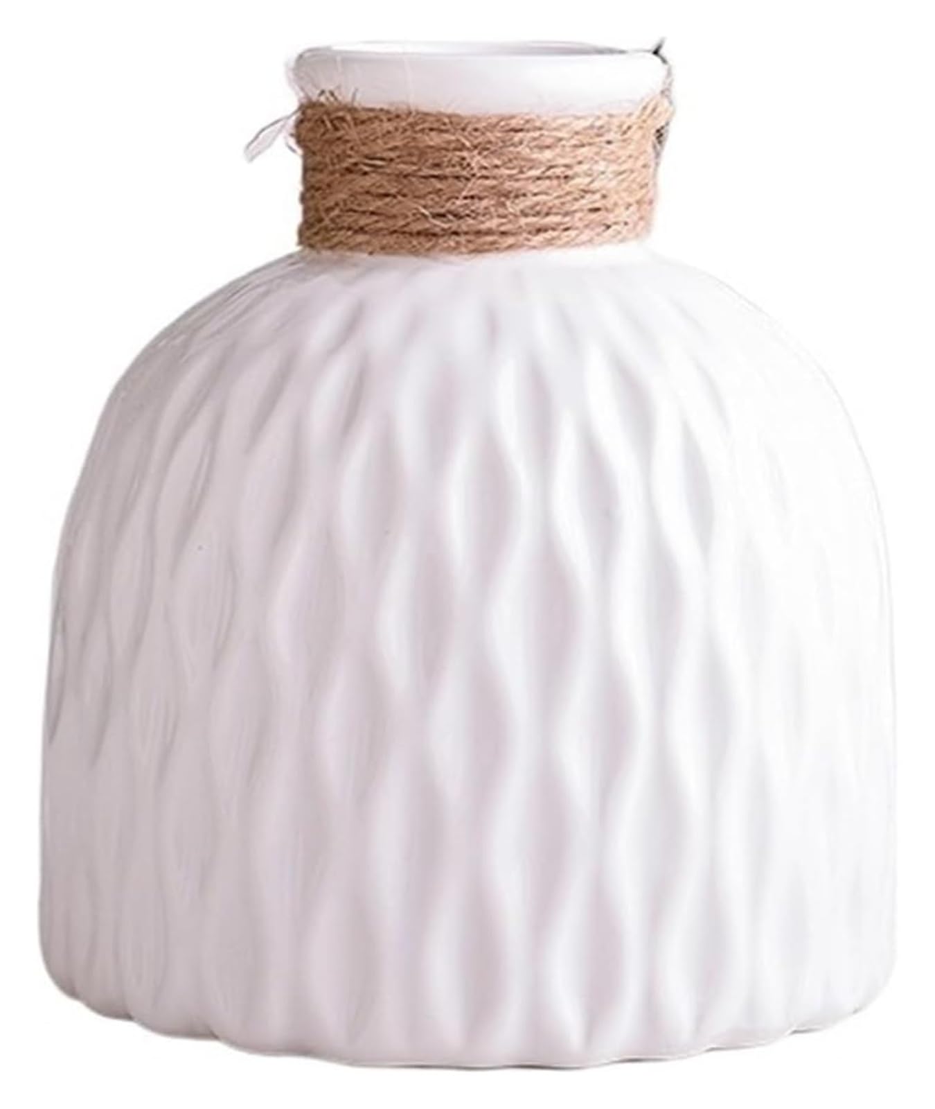 Bzgpmfud Blanc Vase Desktop For Living Room Water Corrugated Plastic Flower Arrangement Pot Imitation Porcelain Ware Decoration Furnishings Vases(Blanc)