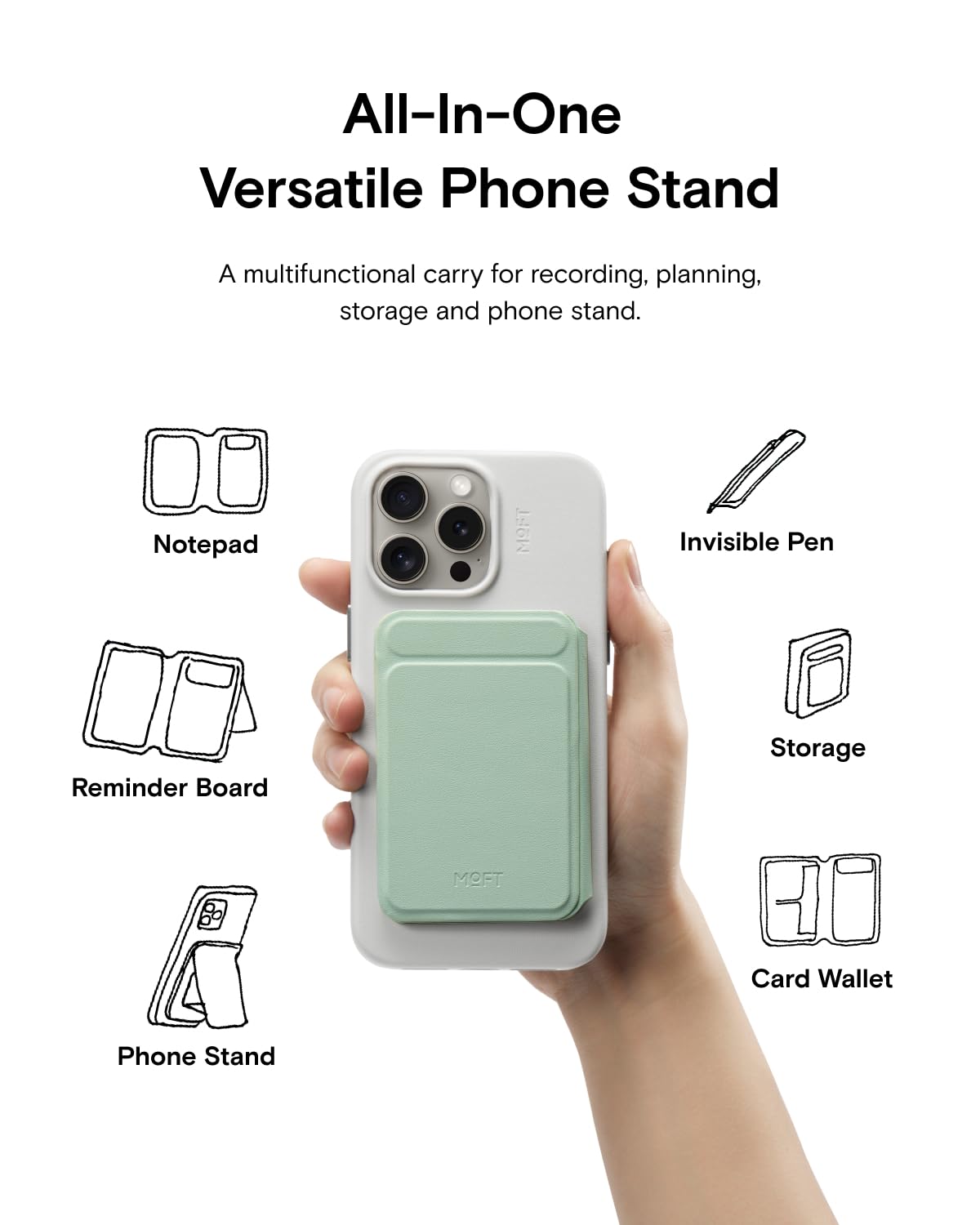 MOFT Snap Flow Phone Stand, Action Inspiration Magnetic Notepad Stand - Image 2