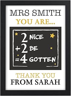 Maths Teacher Thank You Gifts Personalised Presents for School Maths Teacher - Gifts for Teachers, Teaching Assistants, Nursery Teachers - ANY NAME - A5 A4 Framed Prints or 18mm Wooden Blocks