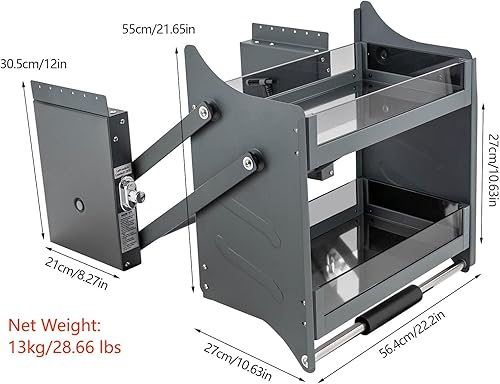 Miniatura 10 de Organizador de gabinete extraíble, estante desplegable de armario de cocina de 2 niveles, estante de pared colgante multifuncional, organizador de