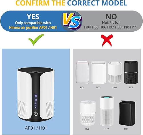 Miniatura 4 de Filtro de repuesto AP01 solo compatible con Himox AP01(H01) purificador de aire HEPA filtro HEPA para reemplazo de filtro Himox, potente filtración