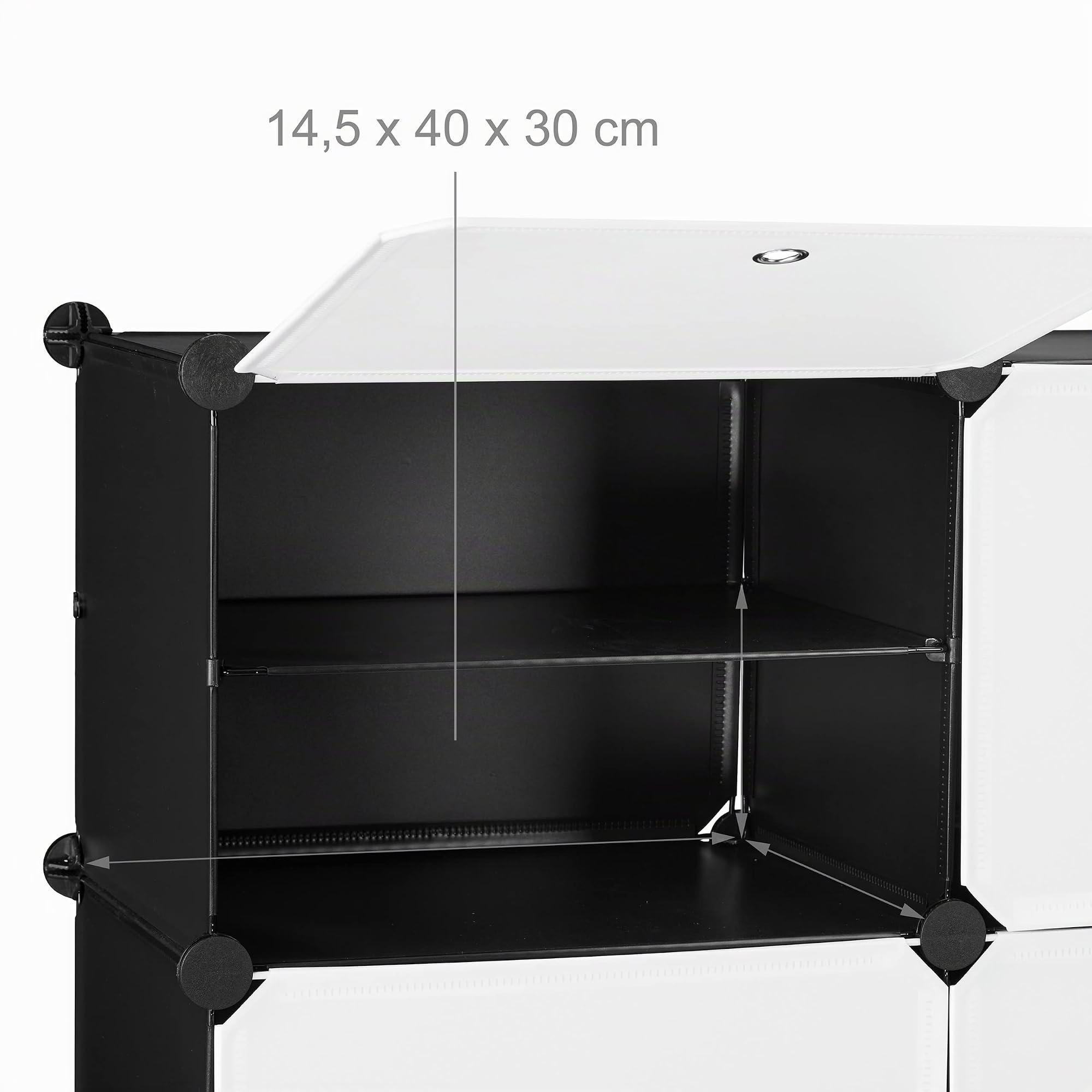 Relaxdays Scarpiera in Plastica, 12 Scomparti Chiusi, Ante, Scaffale Porta Scarpe, Componibile, 95x85x32 cm, Bianco/Nero