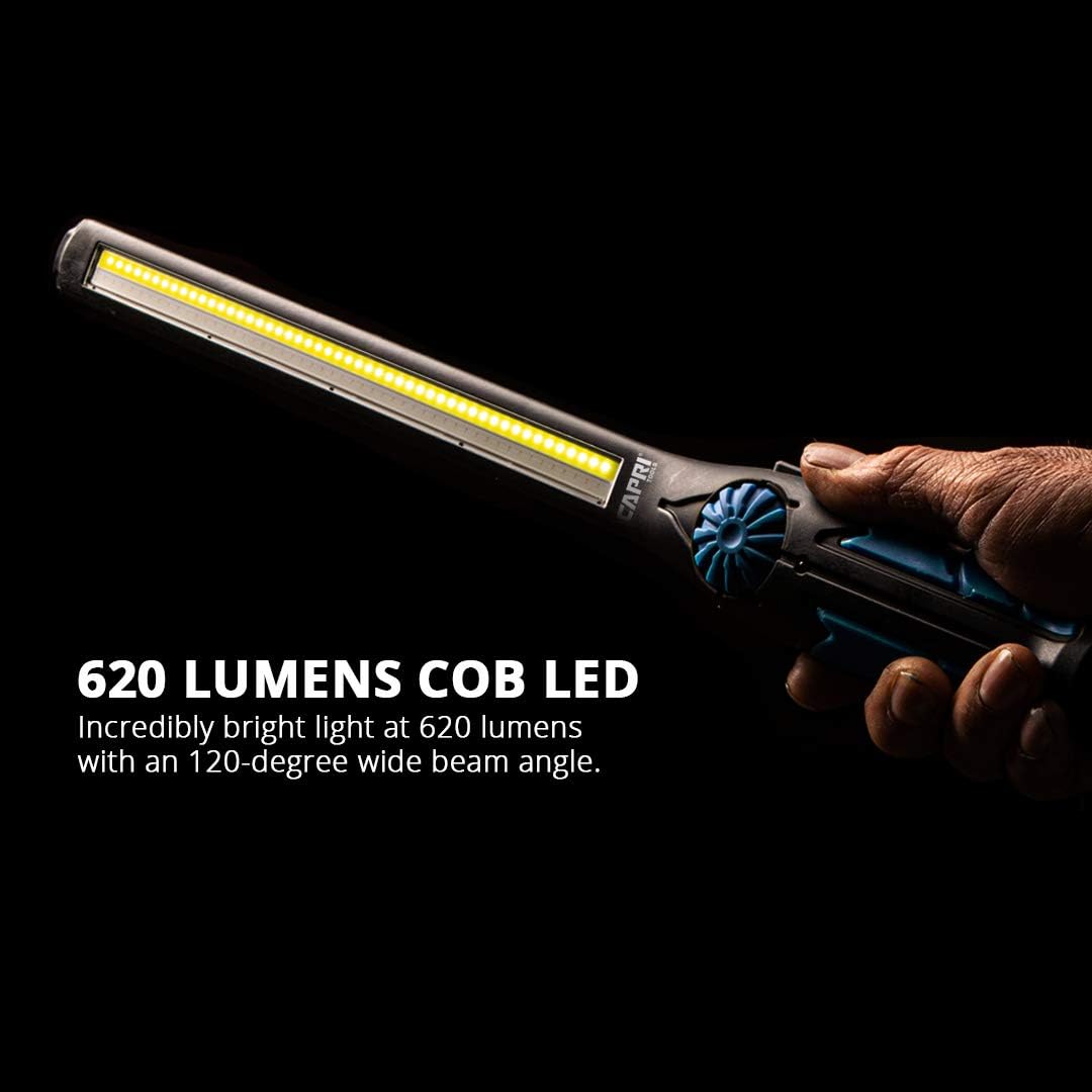 Capri Tools Ultra-Thin 620-Lumen COB LED Work Light, Cool White & UV Dual Mode, Magnetic Swivel Base, Blue, CP41800