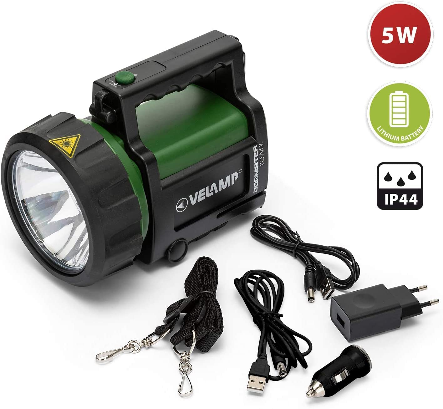 Velamp Latarnia LED 350 lumenów (5 W), akumulator litowy. Wodoodporna. na kemping, wędkarstwo, trekking, sytuacje awaryjne, super wyposażone, 5 W, zielona