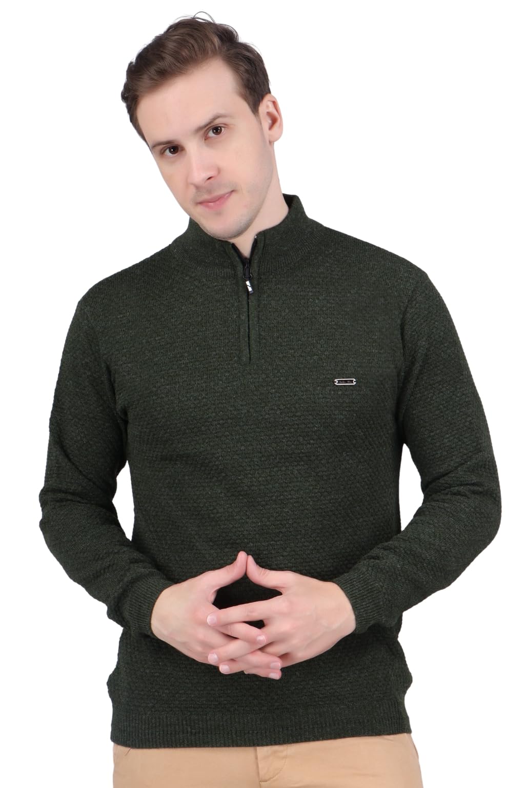 feverfew Men's Full Sleeve Self-Design High Neck Sweater with Half Zipper-picture-22