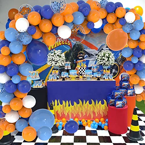 Labeol 127pcs Blue and Orange Balloons Garland Kit Arch Coffetti 18/12/10/5 Inch Balloons for Boys Girls Birthday Party Decoration Supplies Baby Shower