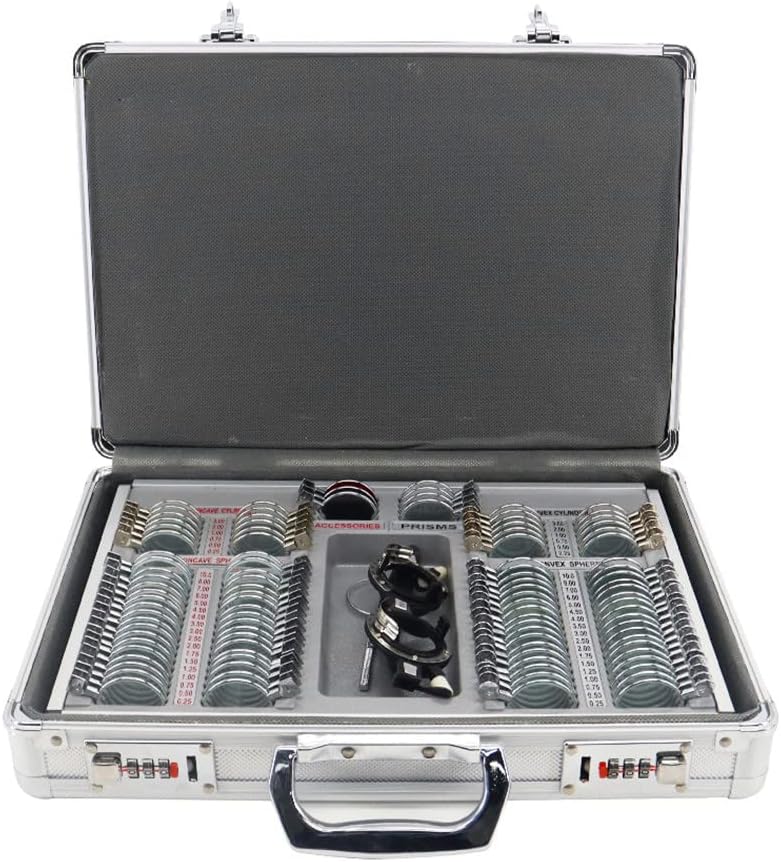 Optical Equipment 104 Trial Lens Set Metal Rims Aluminium Case + Free Frame