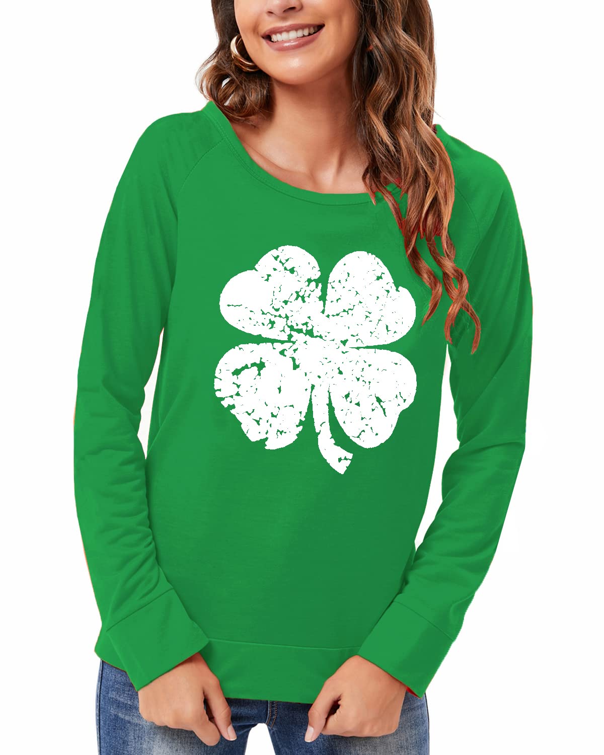 CM-Kid St Patricks Day Shirt Women Long Sleeve Casual Round Neck Irish Sweatshirt Tops