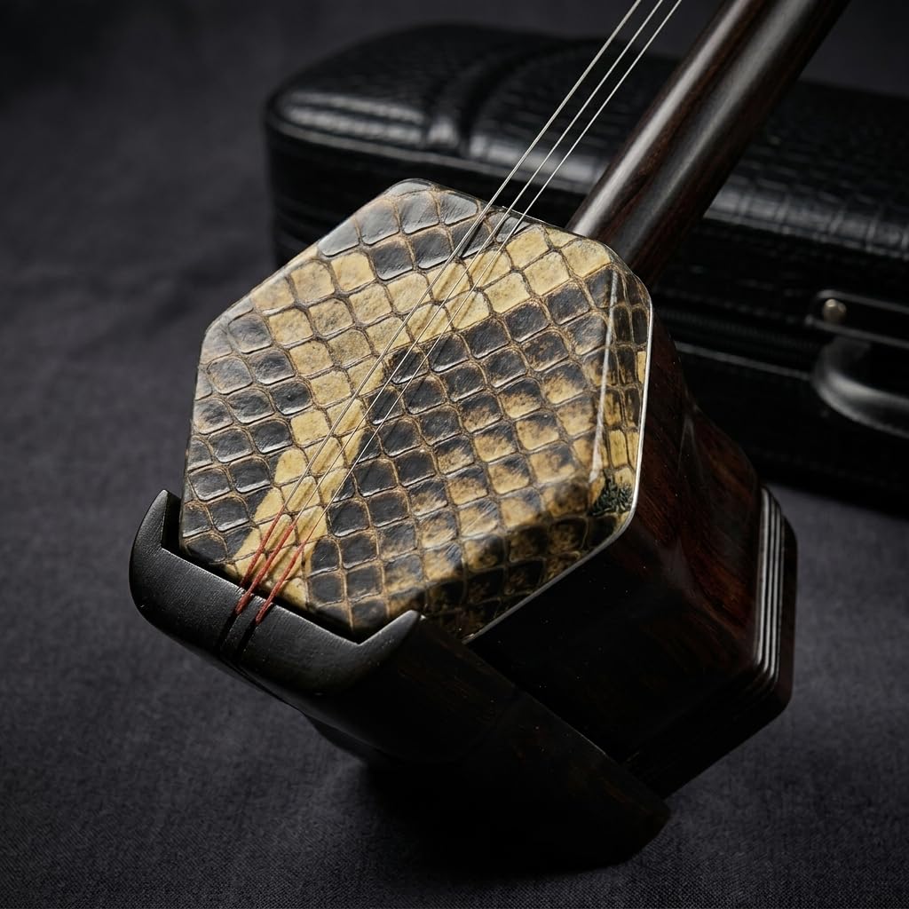 Chinese Hexagonal Instrumento Musical, Piel Serpiente, Erhu Principiante, sarrollo Habilidas, Para Compositores, Profesional, clásico negro