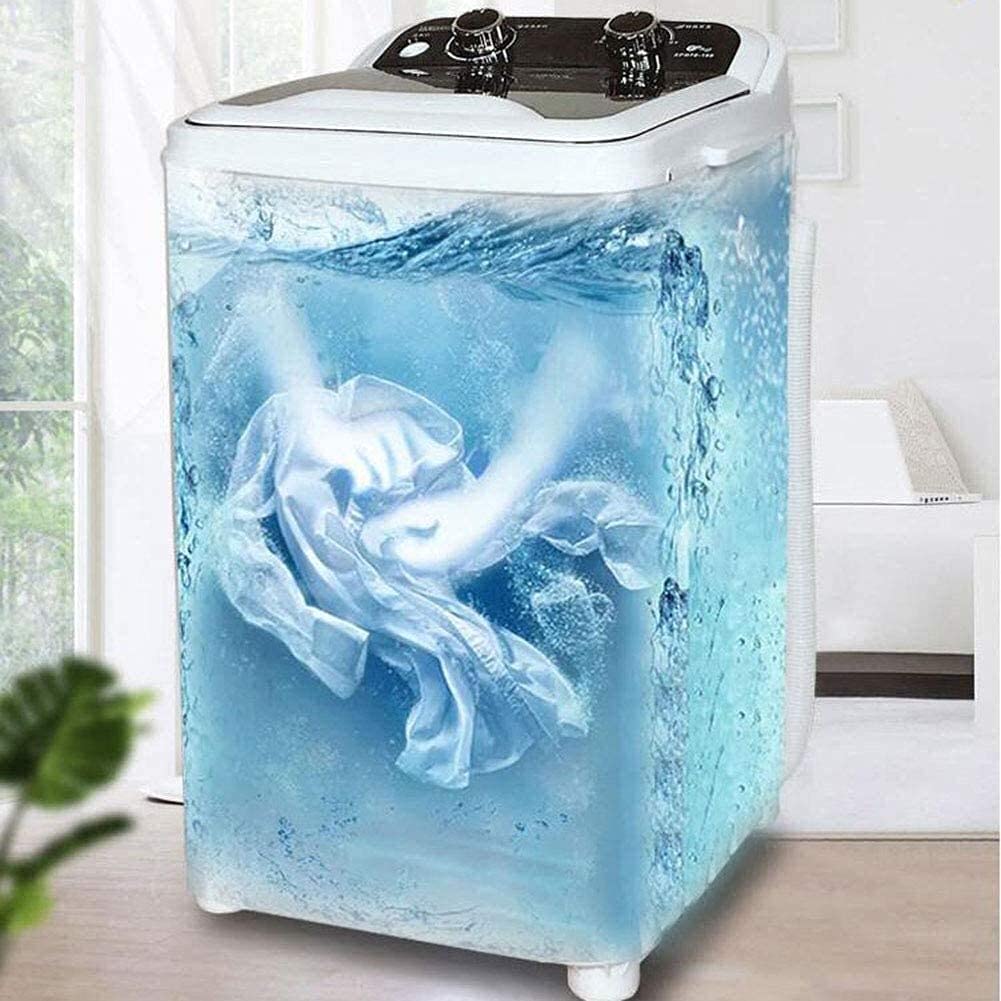 Machine à Laver Portable à Une Cuve avec Panier de Vidange Mini - Capacité de Lavage de 7 Kg Puissance de Lavage 400 W pour Appartements, Camping, Dortoir,Noir