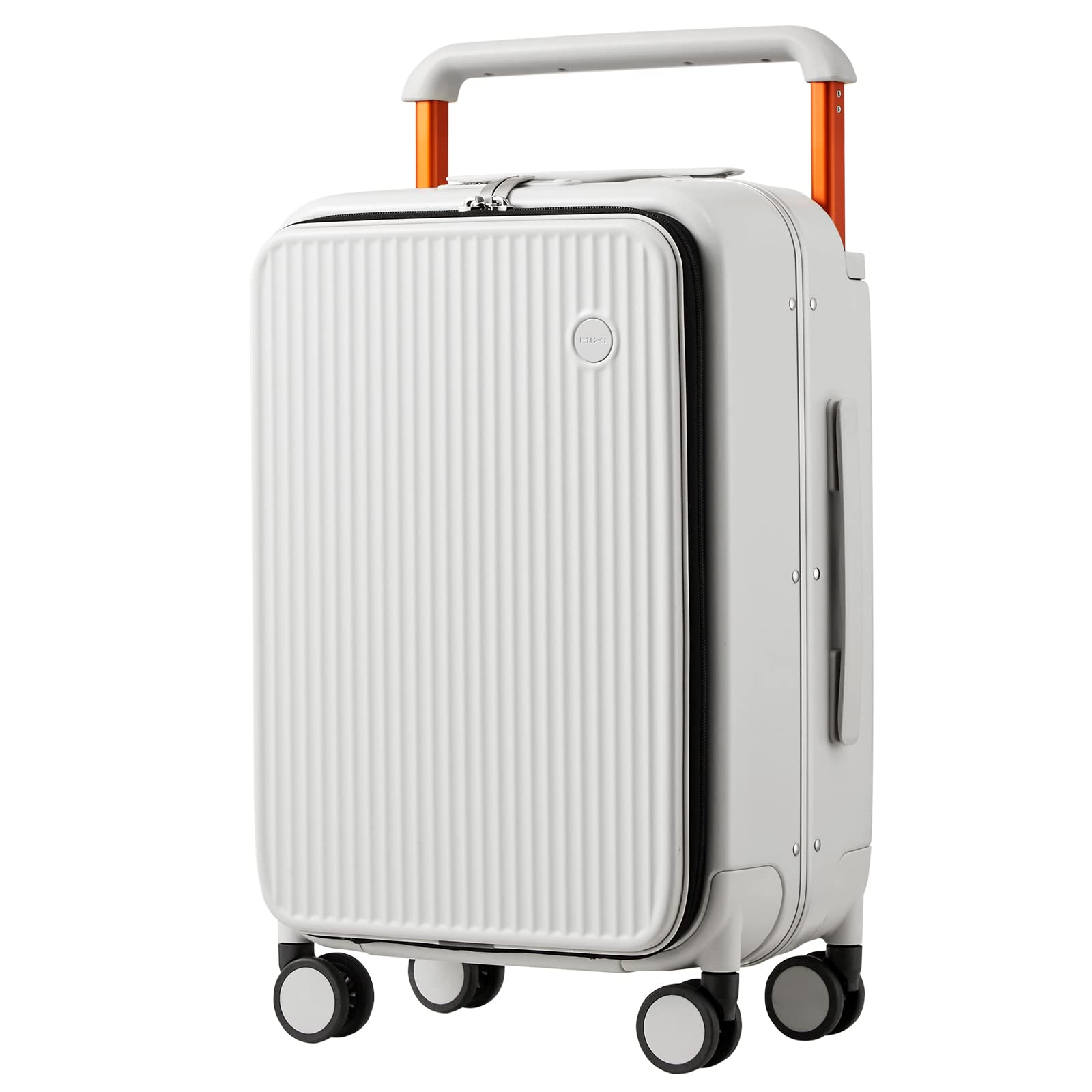 Mixi Luggage Suitcases with Spinner Wheels 24'' Travel Luggage with Front Laptop Pocket, Wide Handle PC Hardshell Suitcase with TSA Lock, Checked Luggage(Smoke White)