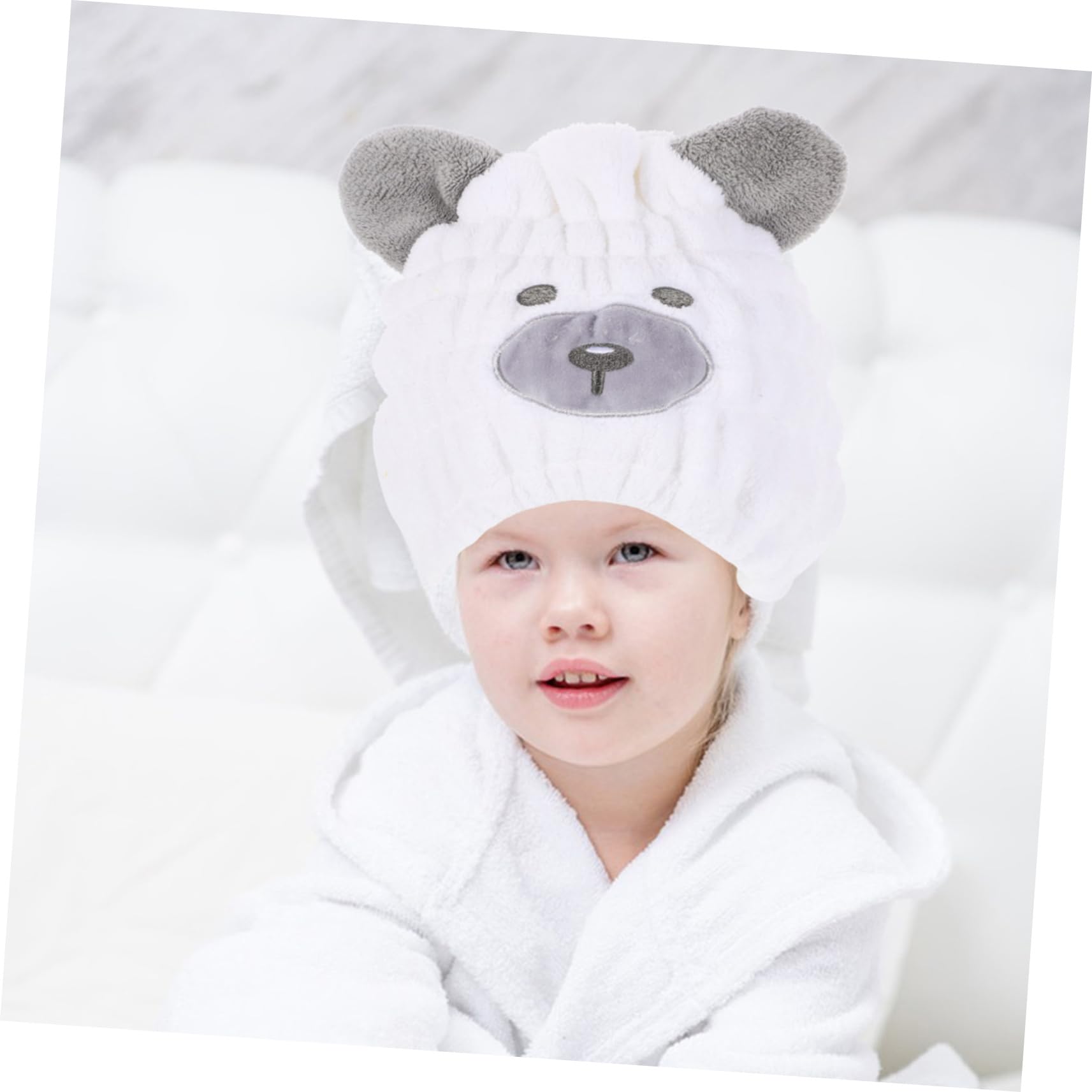 GANAZONO Hair Drying Hat Soft Coral Fleece Absorbent Towel Wrap for Quick Hair Drying Cute Bear Design for Boys for Wet Hair and Bath