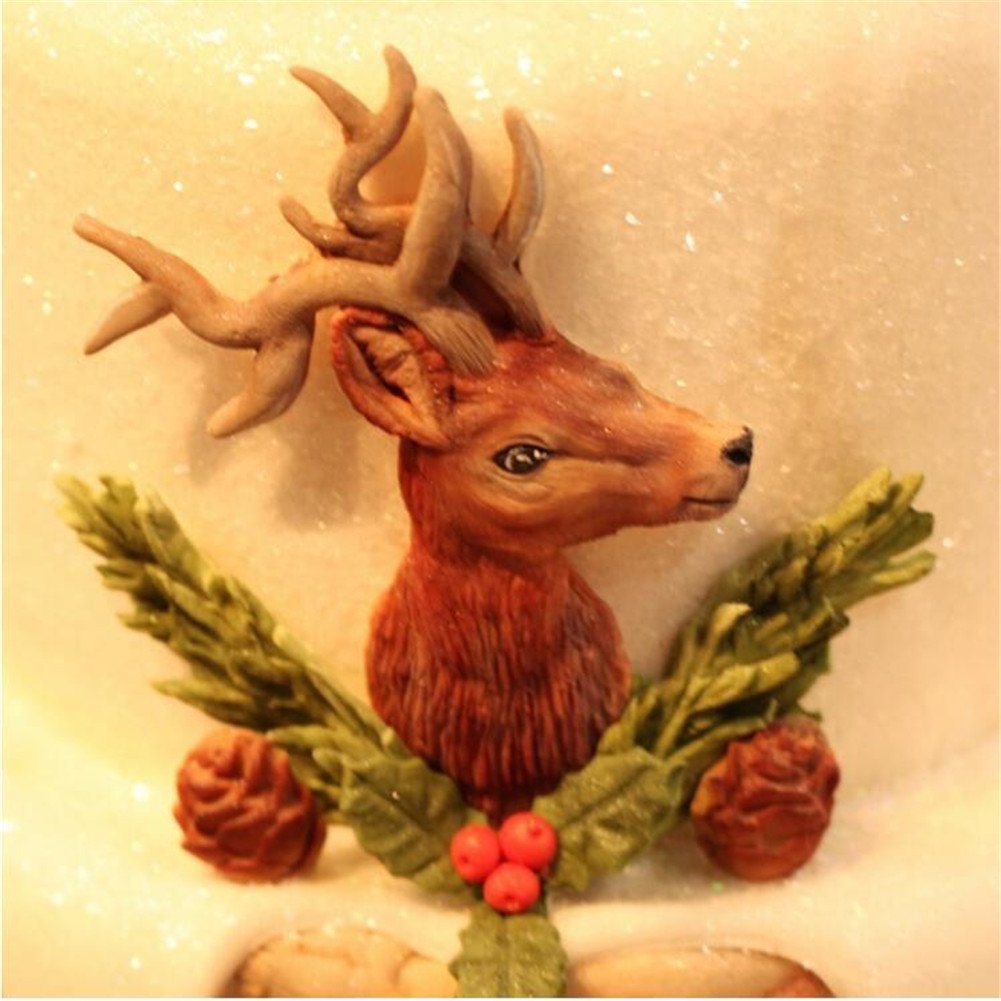 Valink Elk Tête De Cerf En Forme De Bois De Bakeware Moule à Gâteau, Moule à Gâteau En Silicone, Outil De Décoration De Gâteau De Noël Fondant, Moules à Savon, Cupcake Candy
