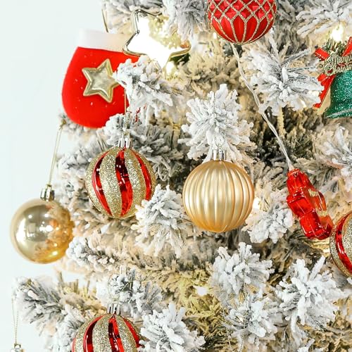 Shareconn 30ct Weihnachtskugeln Plastik für Weihnachten deko, Rot/Gold – Ansicht 4