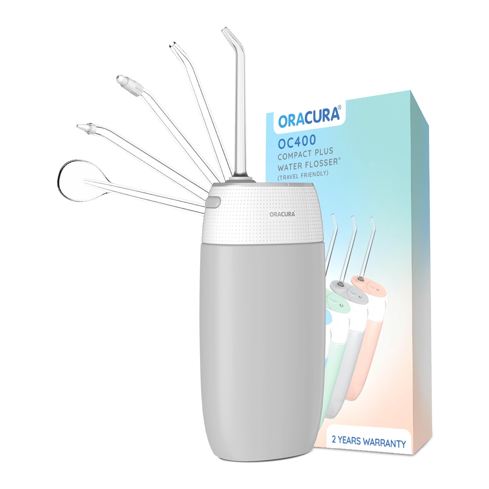 ORACURA® Compact PLUS Water Flosser OC400 | 2 Year Warranty | Grey | 4 Vibrant Colours | Compact & Handy | USB cable Rechargeable | IPX7 Waterproof | 3 Modes | Pocket Fit & Phone size (B0CD78MTG8) Amazon Price History, Amazon Price Tracker
