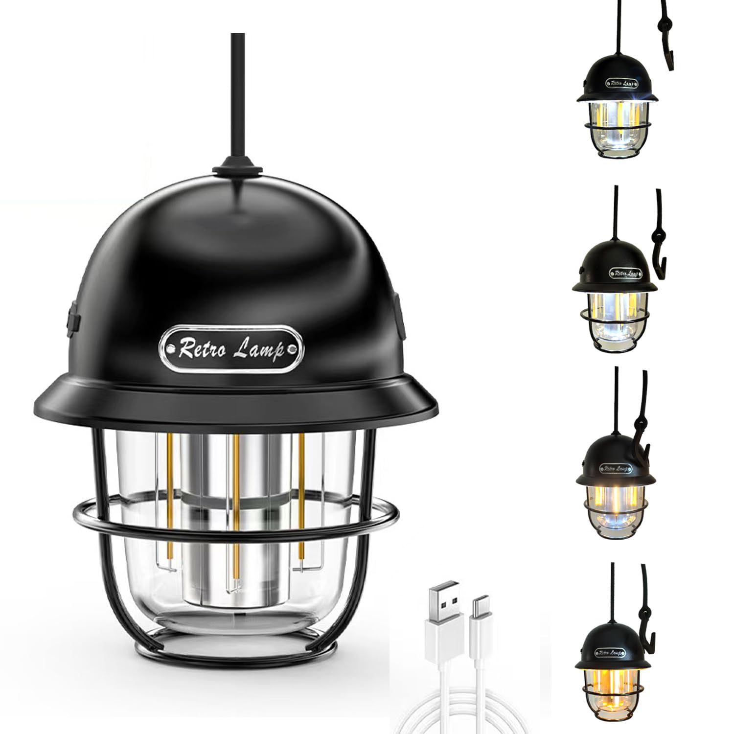 YZYOE Rechargeable Outdoor Mini Camping Light, LED Portable Four-Color Multifunctional Horse Light, White Light, Amber Light, Warm Yellow Light, and Warm White Light.