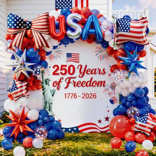 4th of July Balloons Arch Kit Fourth of July Balloon Arch Kit American Flag Balloons Independence Day 4th of July Decorations Patriotic Balloon Arch Kit Red White and Blue Balloons Arch Kit