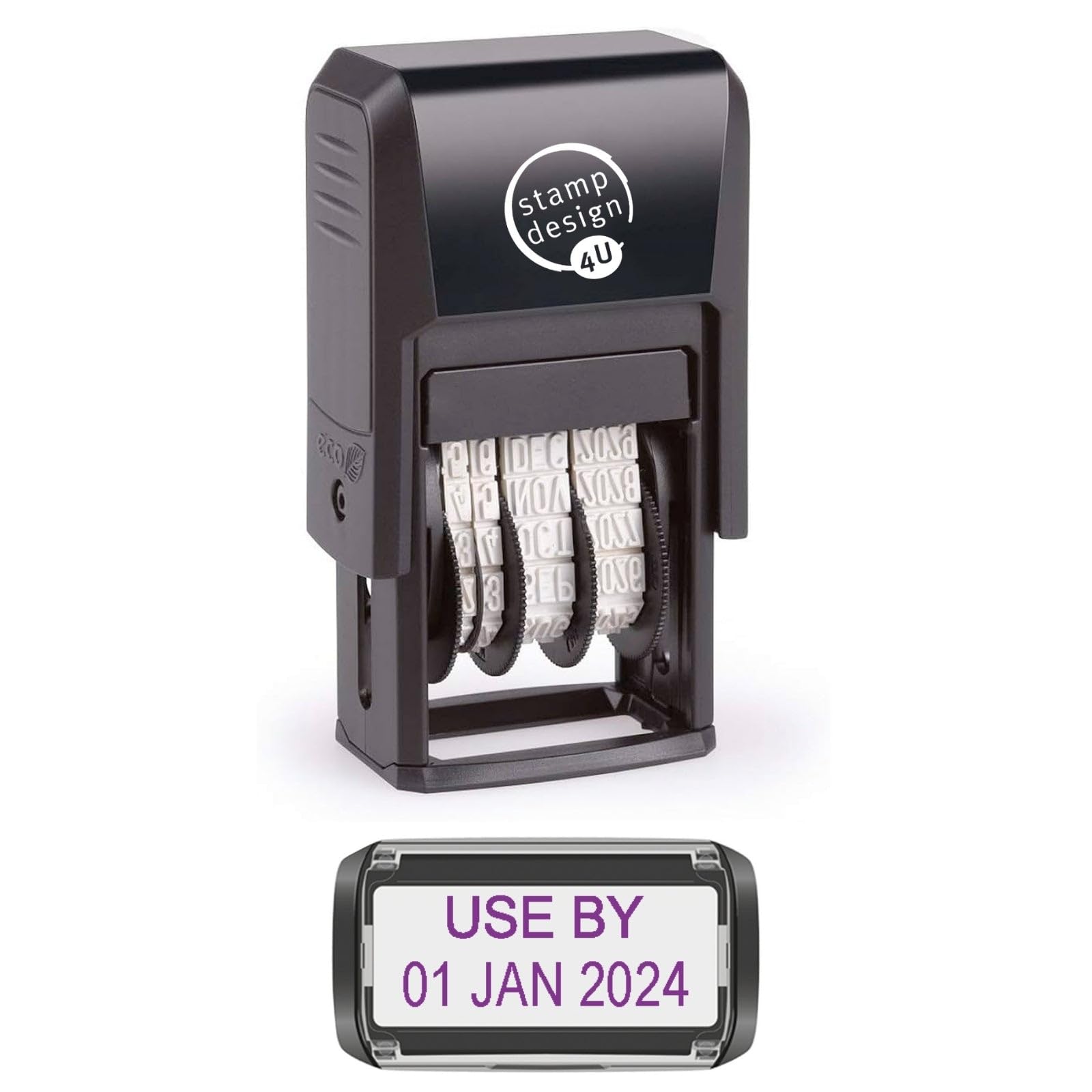 Self Inking Changeable Date Stamp - Use By Date Stamp in Violet Ink