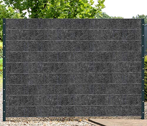 Zaundruck Sichtschutzstreifen aus Techno-Vlies - nachhaltiger Sichtschutz für Doppelstabmattenzaun - hochwertiger Windschutz 26 m x 19 cm - Sichtschutz-Rolle - Florenz (Grau)
