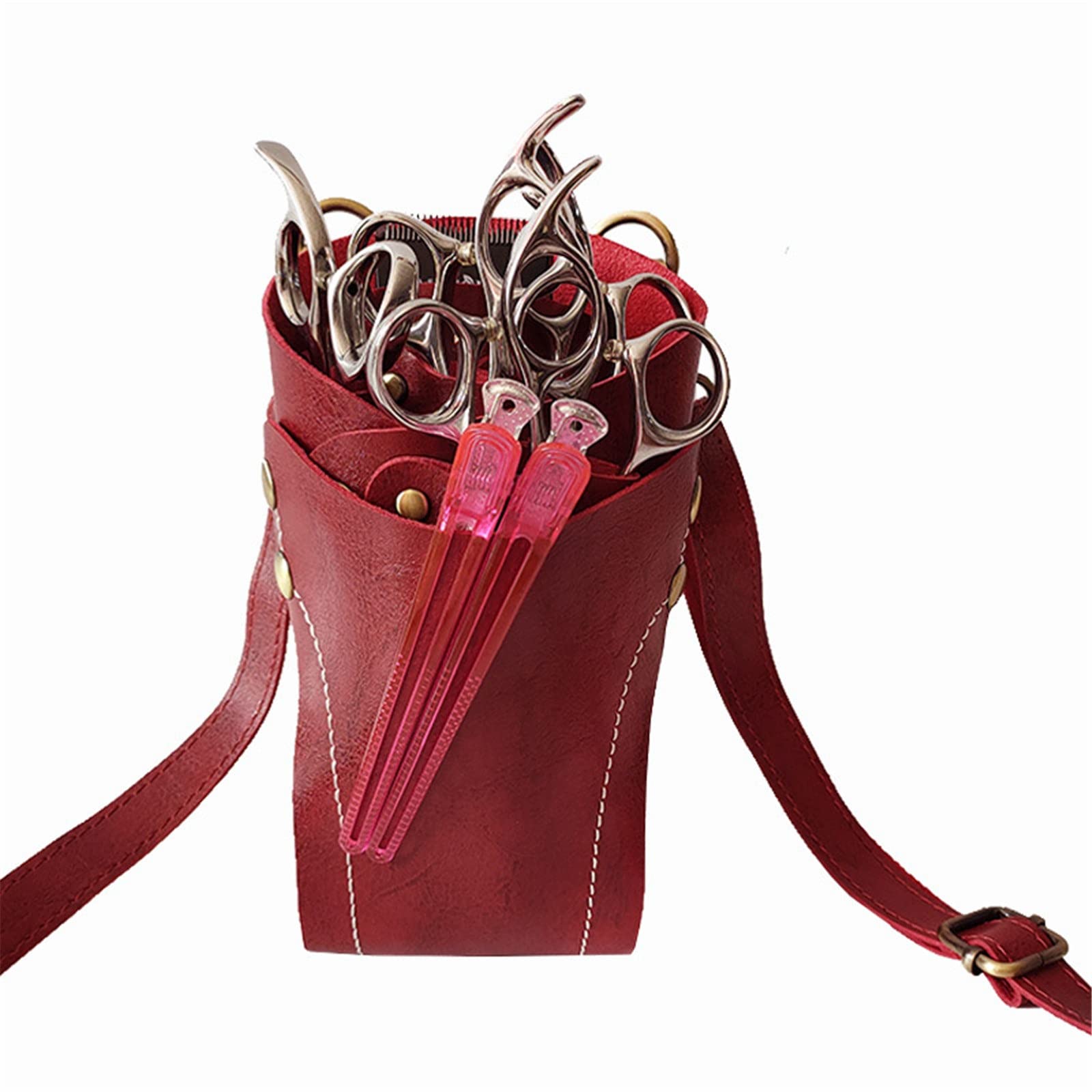 FDEFIRTFG Hairdressing Tool Belt Bag, Hip Holster Pouch for Hairdressers(Red)