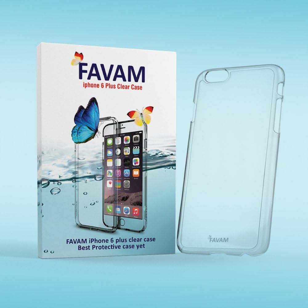 FAVAM iPhone 6 Plus Clear Case with Free Screen Protector* Designer- GirlsGuysUltra SlimTPU Hybrid Side Bumper- Scratches & Oil Resistant- Protect Your Investment