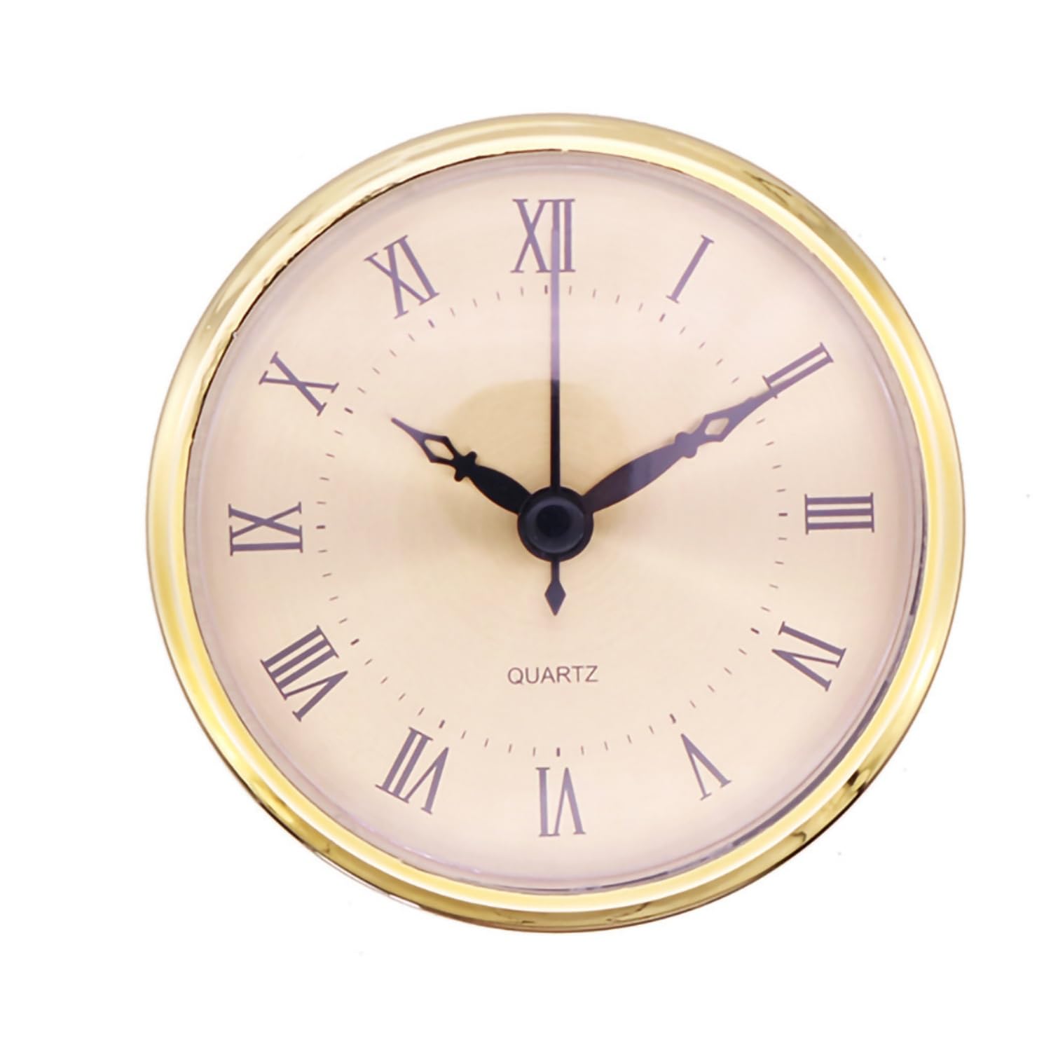 Easnea Mini Clock Insert, 3.5 Inch (90 mm) Round Quartz Clock Fit-up Movement, Gold Roman Numeral
