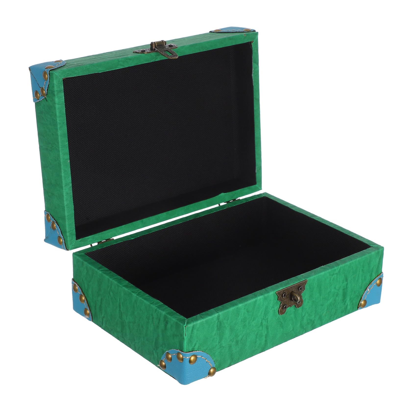 Vaguelly Vintage Wood Jewelry Storage Box with Lock Elegant Decorative Keepsake Case for Items Hinged Lid Design Retro Treasure Chest for Home Organization and Desktop Use