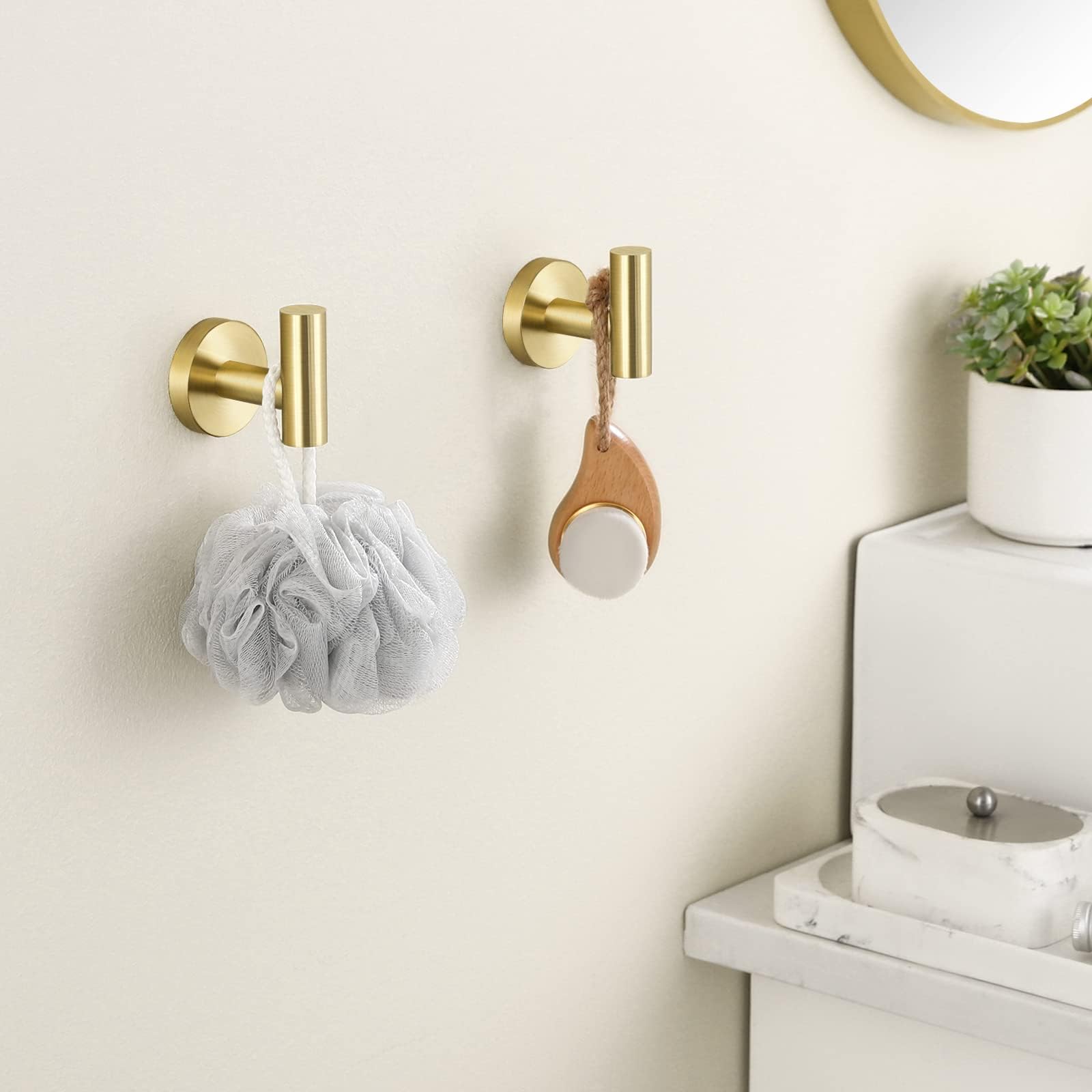 2 ganchos dorados para toallas, multifuncionales, gancho para colgar en la pared, gancho para bata para baño y cocina, acero inoxidable SUS304