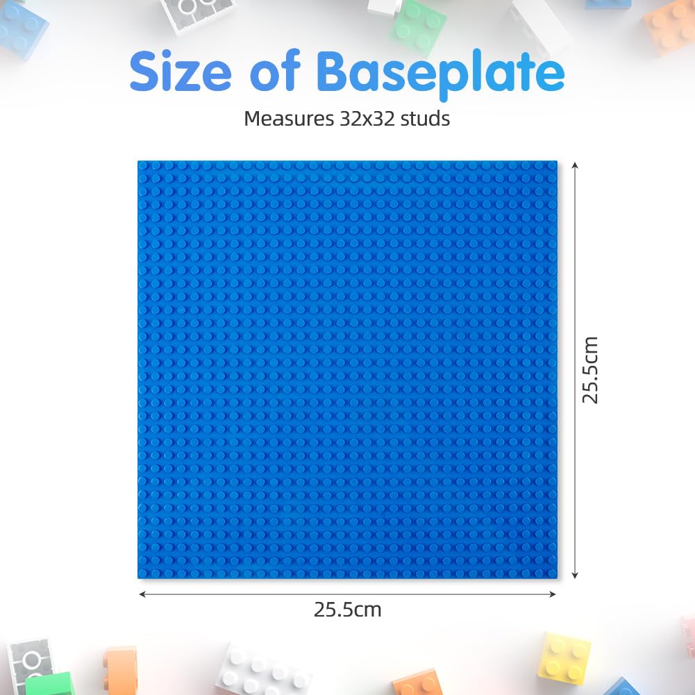 HOTUT Bauplatte Kompatibel mit Meisten Marken, 16 Platten-Set Classic Bausteine Grundplatte 25.5 * 25.5cm, Konstruktionsspielzeug für Kinder, Kreatives Lernspielzeug