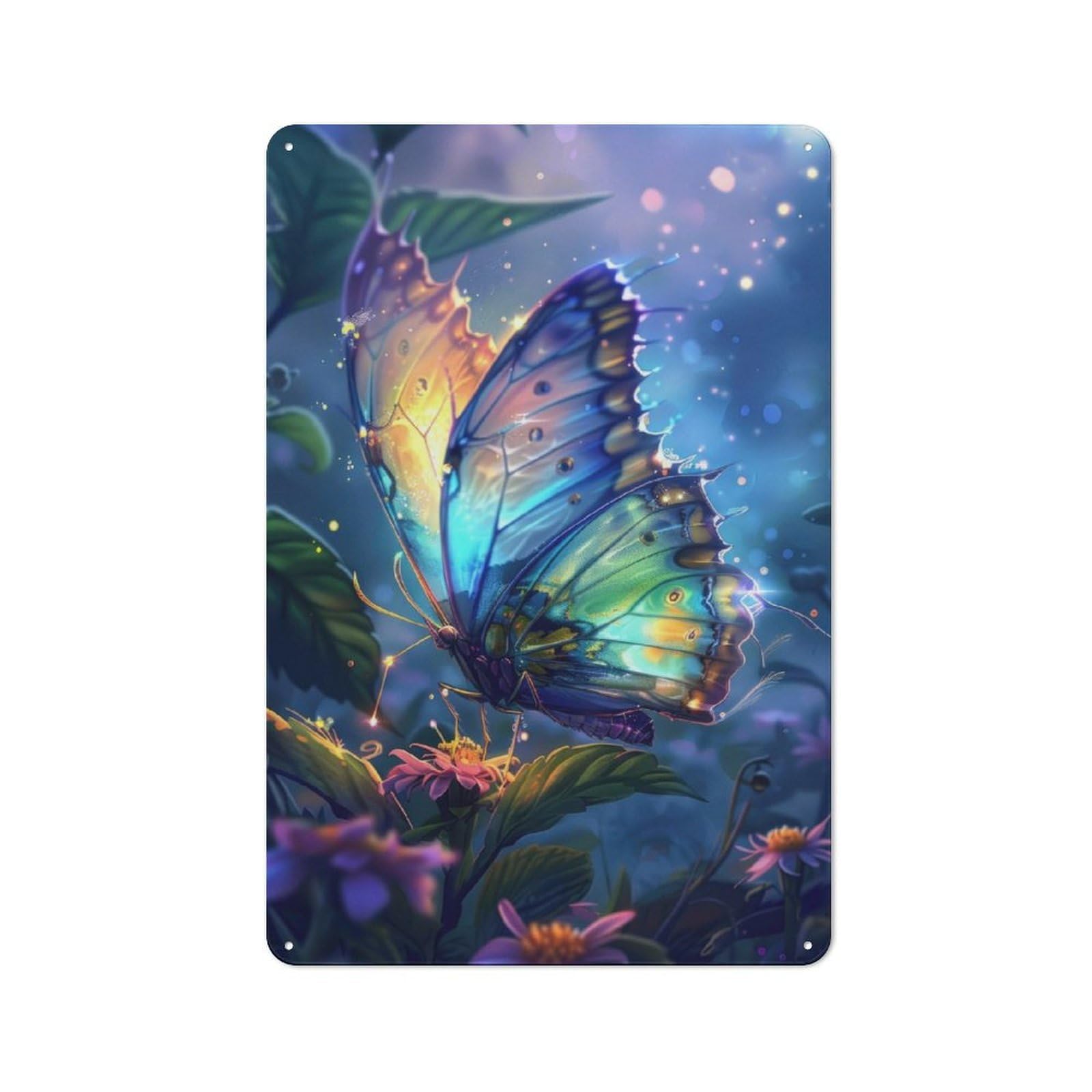 Junmoney Butterfly Vintage Retro Metal Sign 30X20cm, Vintage Wall Decor For Kitchen, Hallway, Bar Or Small Cafe