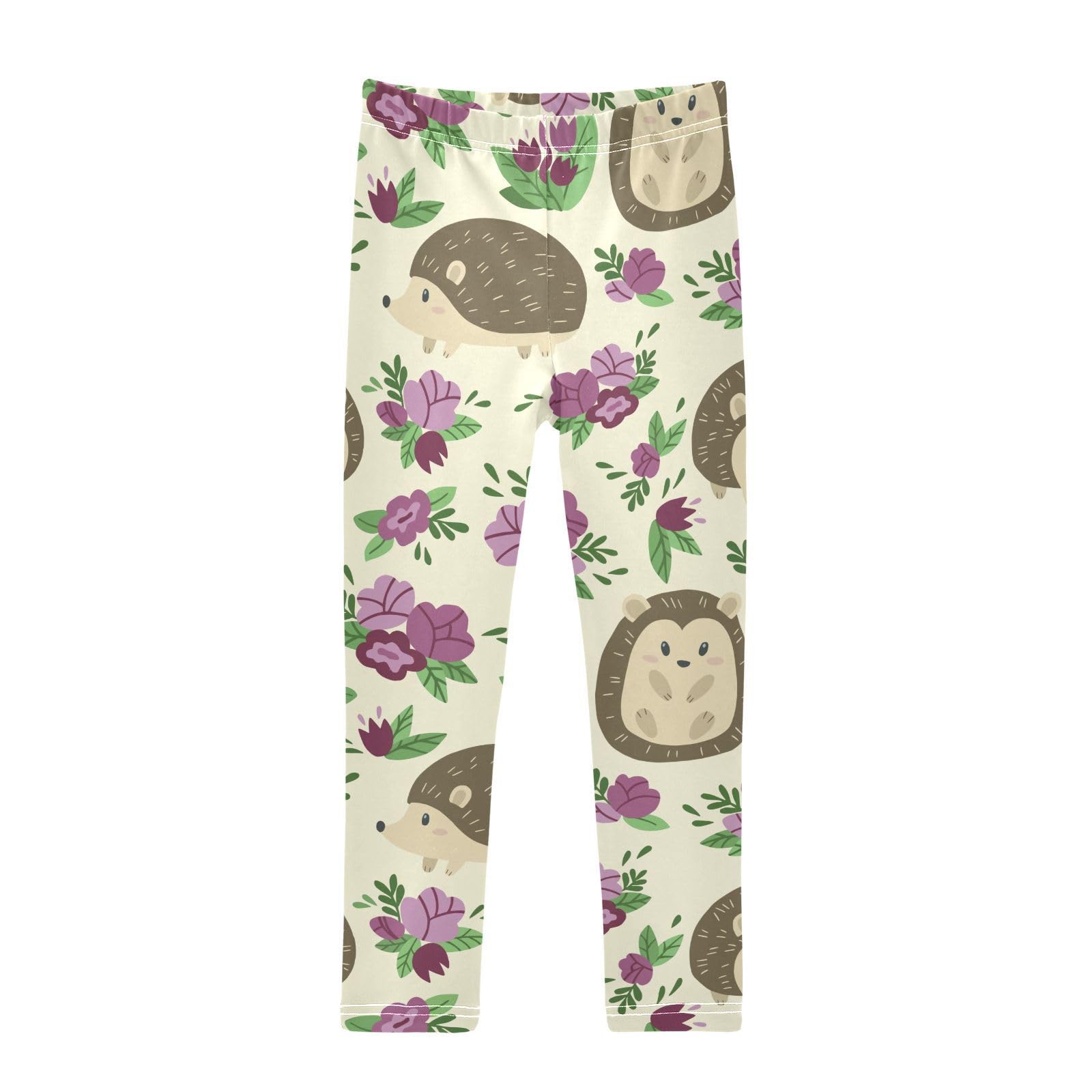 YOUJUNER Girls Leggings Cute Hedgehog Full Length Trousers Stretchy Casual Wear Kids Pants for Age 4-10 Child Multicoloured
