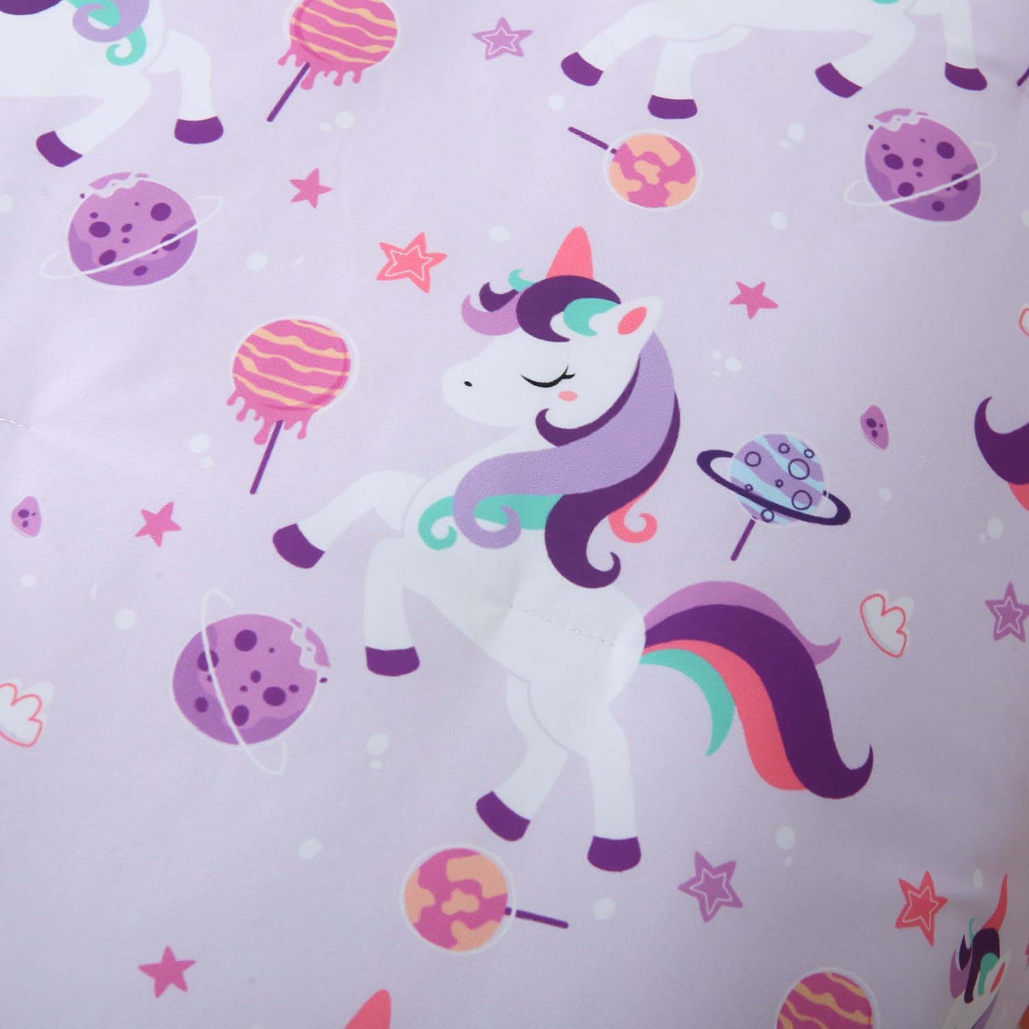 Purple Unicorn Toddler Bedding Set for Girls, 4 Piece Reversible Dreamy Princess Soft Toddler Comforter with Bed Sheet Set