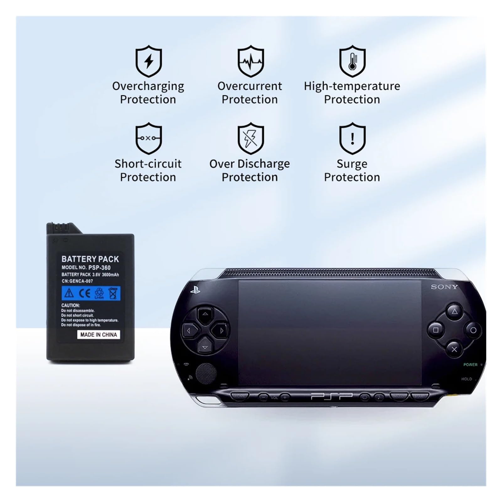 Batteria PSP1000 da 3,6 V 3600 mAh, compatibile con Sony, batterie integrate al litio ricaricabili for console di gioco PSP 1000 1001 1002 1003 1004(10pcs)