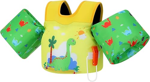 Miniatura 1 de MoKo Chaleco de natación para niños pequeños, flotadores de brazo de natación de 13 a 70 libras de dibujos animados con alas de agua para piscina,