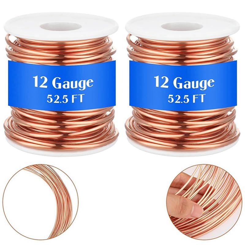 – 2 Rolls Soft Copper Wire (12 Gauge 52.49Feet Per Roll), Solid Bare Copper Wire, 2mm, Jewellery Wire Bonsai Wire for Sculpting, Bike Model Skeleton Craft Floral Making, Jewelry Making