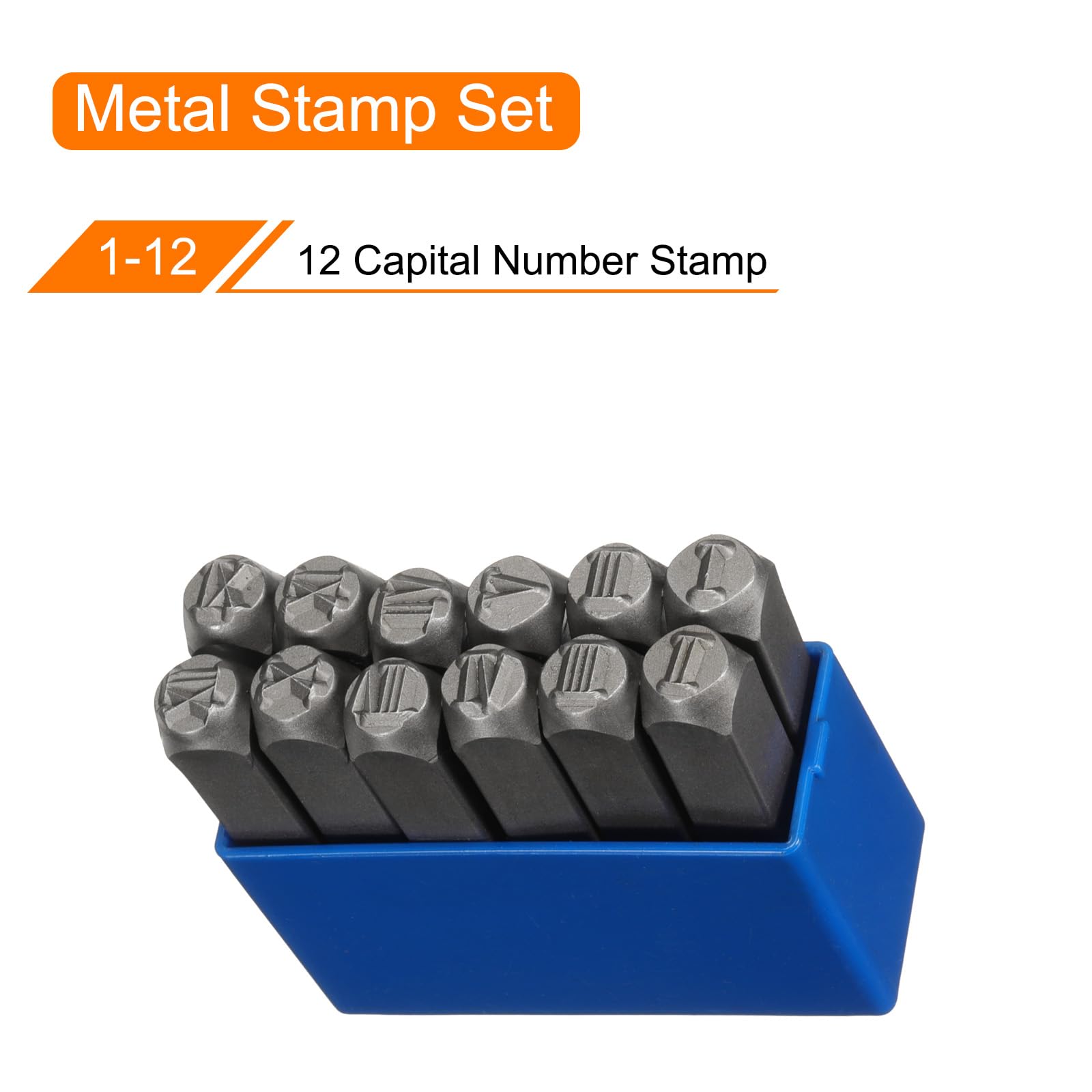 uxcell Set di 12 timbri numerici da 6 mm, con numeri romani da 0 a 12, per metallo, plastica, legno, pelle