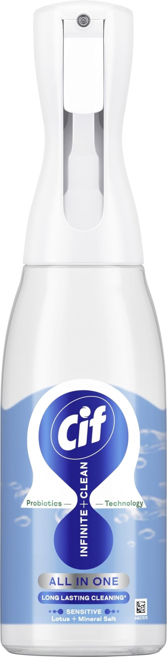 Cif Infinite Clean Sensitive Lotus & Mineral Salt All in One Cleaner Spray with probiotics technology for a long-lasting clean* 590 ml
